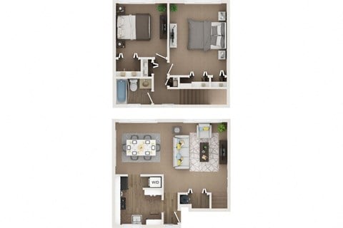 Floor plan for 2 beds, 1 bath, 1100 sqft